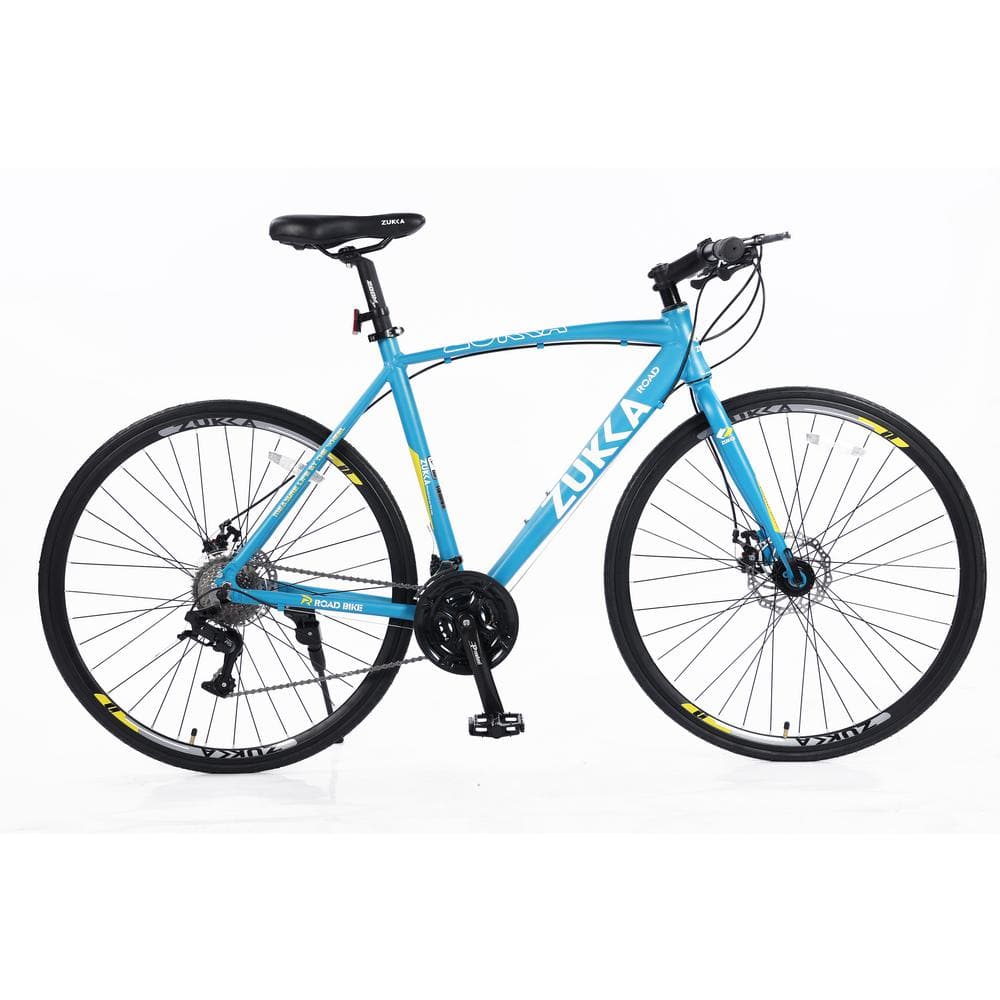 28 in. 27 Speed Hybrid Aluminium Light Blue Disc Brake 700C Road Bike  BYY413-3 - The Home Depot