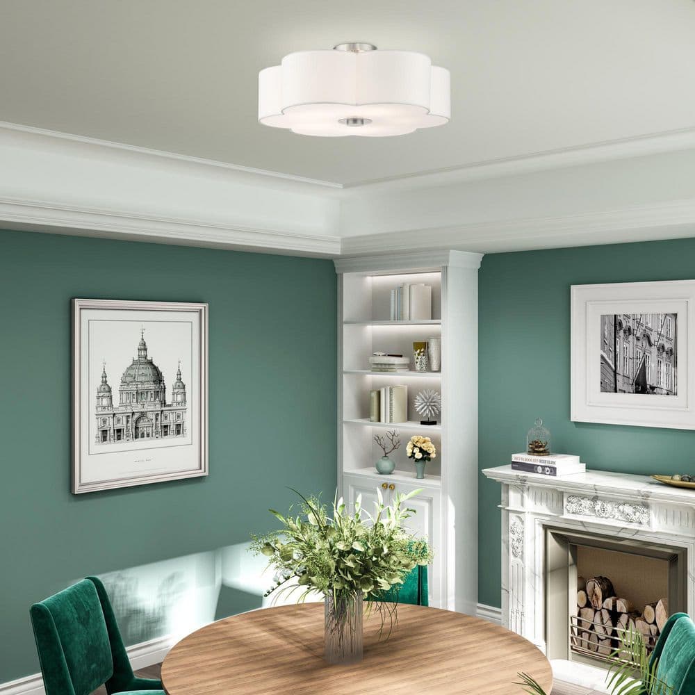 Chelsea 5-Light Brushed Nickel Semi-Flush Mount with Scalloped Shade