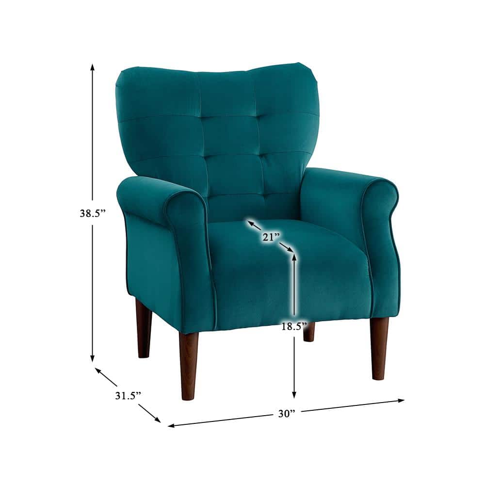 Teal Velvet Manufactured Wood 30" Accent Arm Chair