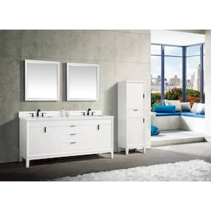 Emma 73 in. W x 22 in. D Bath Vanity in White with Engineered Stone Vanity Top in Cala White with White Basins