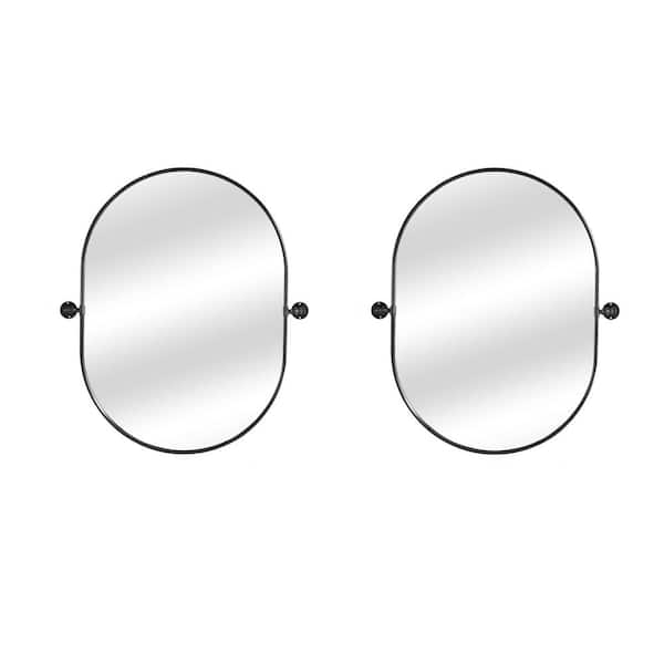 Dovelina 23 in. W x 32 in. H Rectangle Round Corner Framed Black Wall Mirror Bathroom Vanity Mirror (Set Of 2)