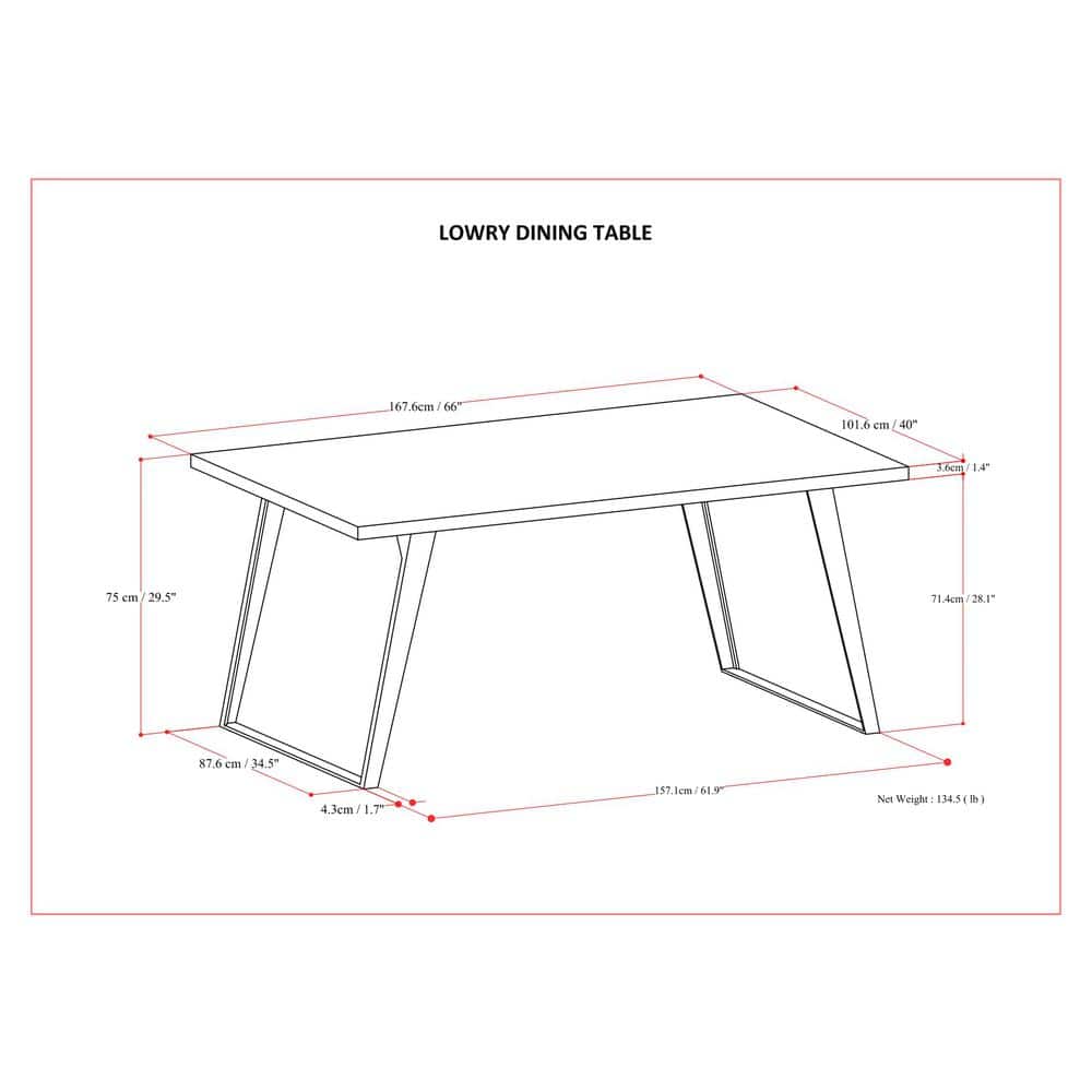 Lowry Industrial Oak Veneer Wood Dining Table with Black Metal Legs