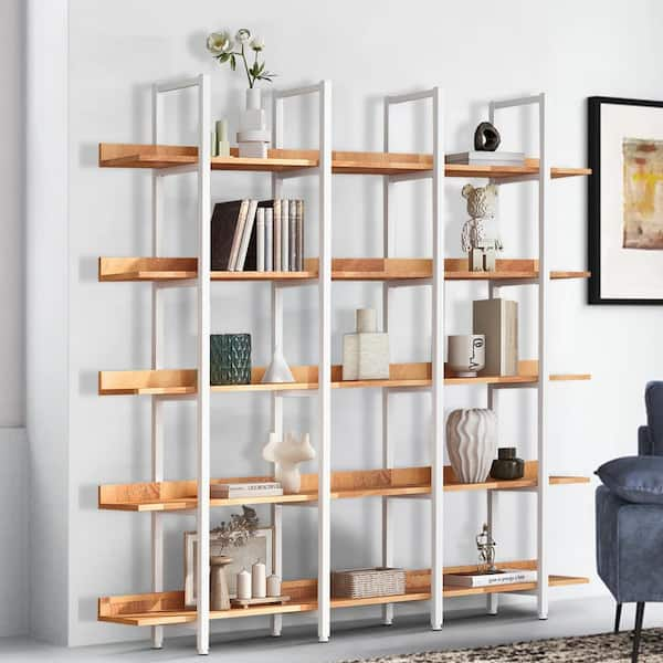 70.87 in. Tall Gray MDF and Steel 5-Tier Bookshelf Etageres Storage Shelf  Industrial Bookcase for Office EC-BST-9144 - The Home Depot