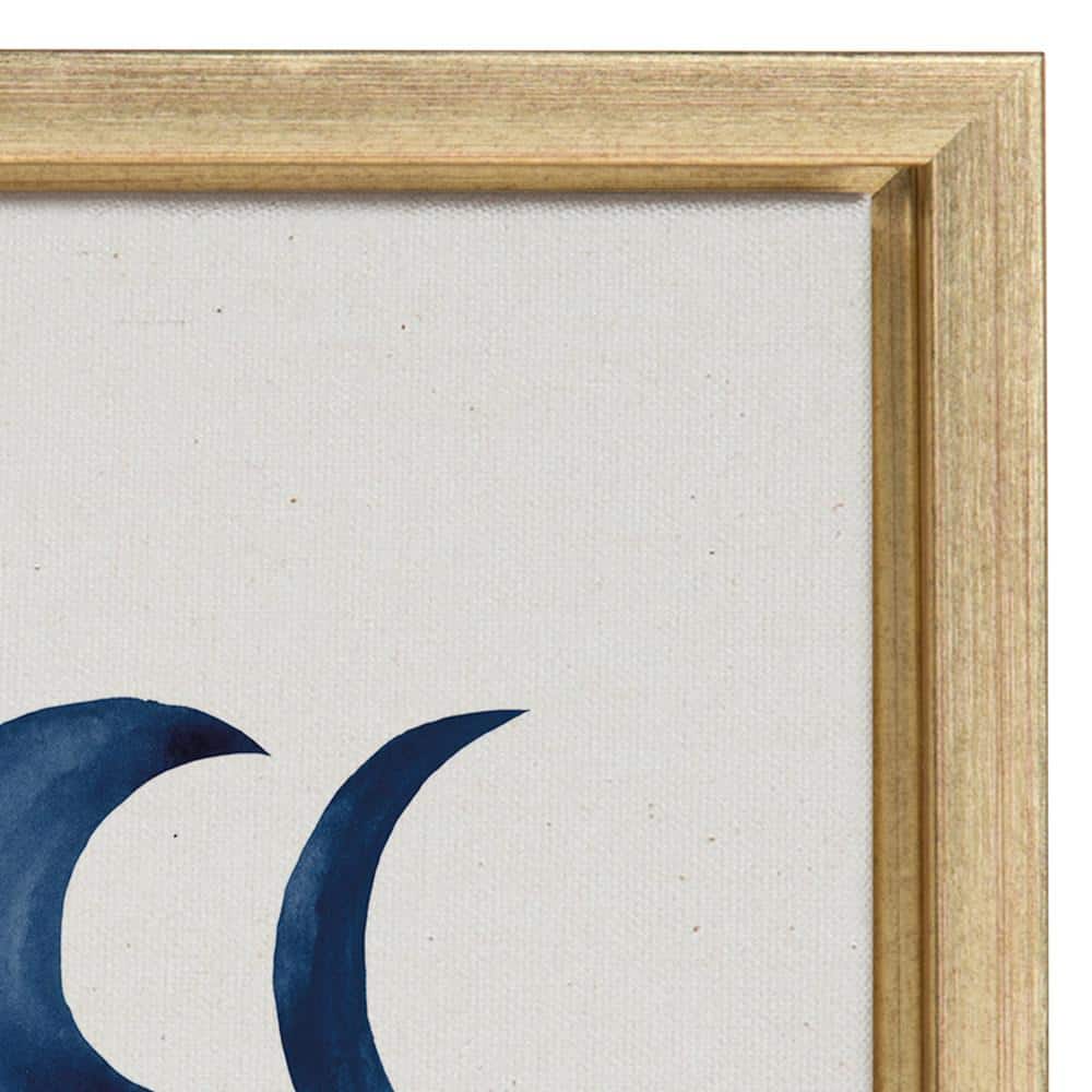 Sylvie Moon Phases Blue Abstract Canvas Art with Gold Frame