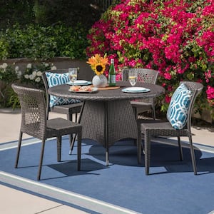 Armstrong Gray 5-Piece Faux Rattan Outdoor Dining Set