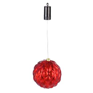 8 in. Red Shatterproof LED Ball Outdoor Safe Battery Operated Christmas Ornament