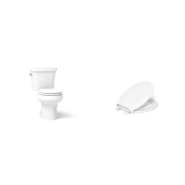 Cachet Antimicrobial Soft Close Toilet Seat and Wellworth 12 in. Round Dual Flush Toilet Combo (Seat Not Included)