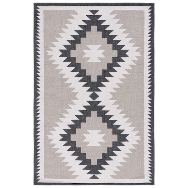 SAFAVIEH Augustine Beige/Black 3 ft. x 5 ft. Border Oversized Diamond Area Rug
