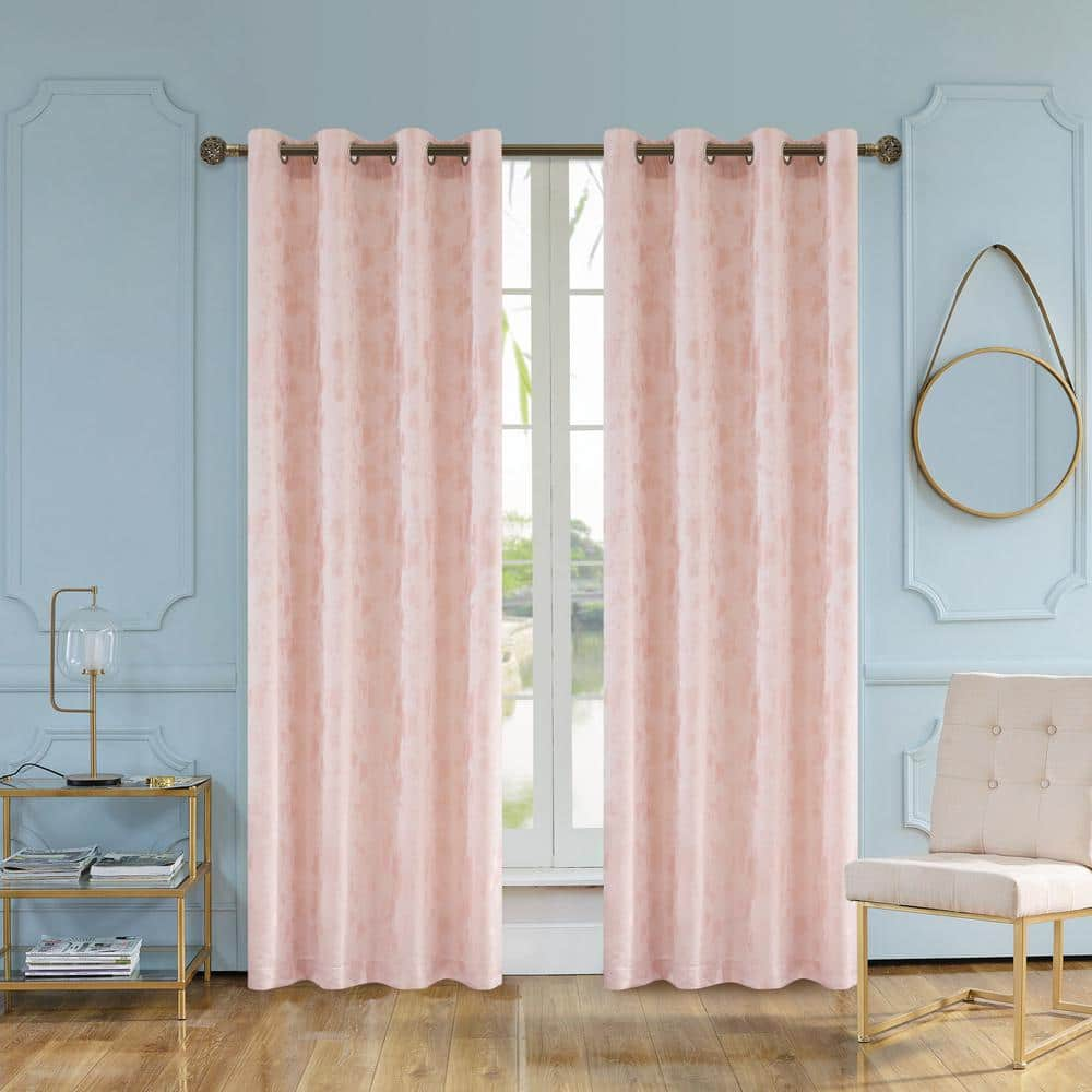 Lyndale Decor Blush Watercolor Grommet Room Darkening Curtain - 54 in ...