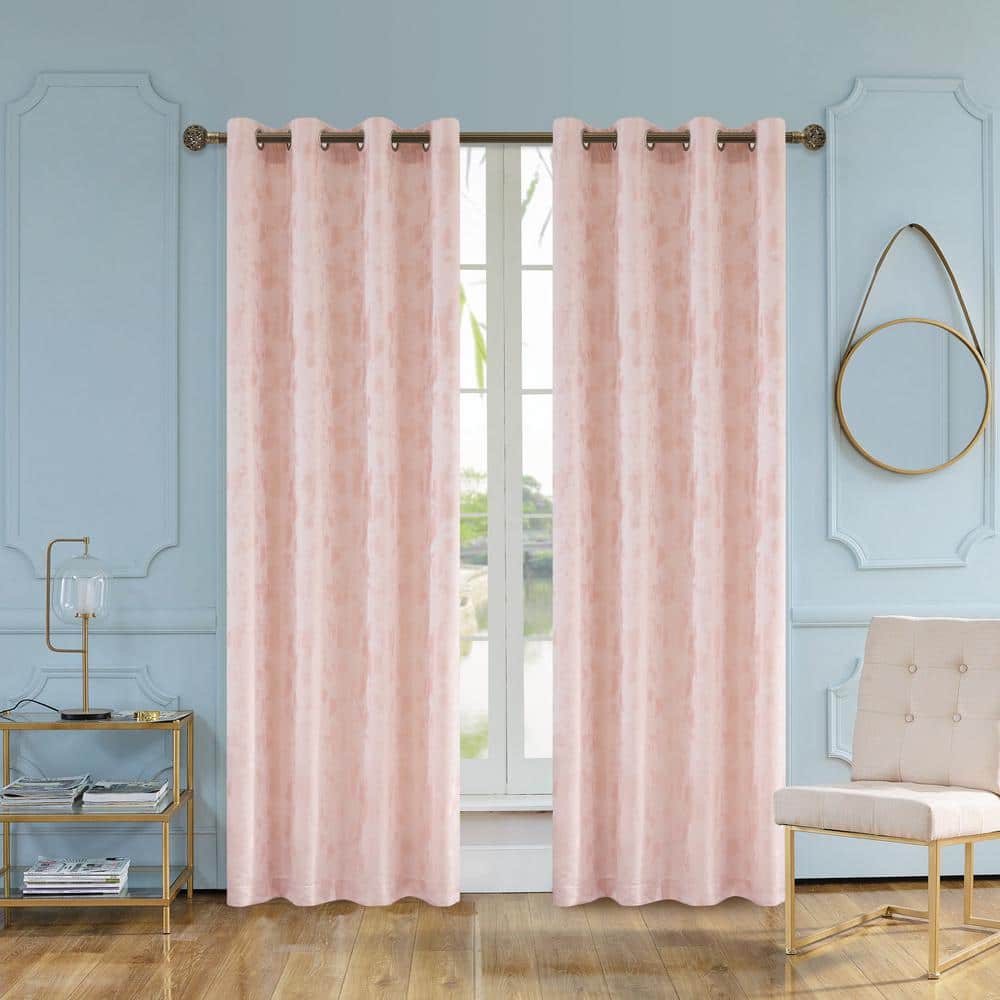 Lyndale Decor Blush Watercolor Grommet, 95 In Curtains