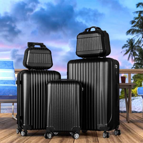 HIKOLAYAE Luggage 5-Piece Sets, Vertical Stripe Luggage Set with