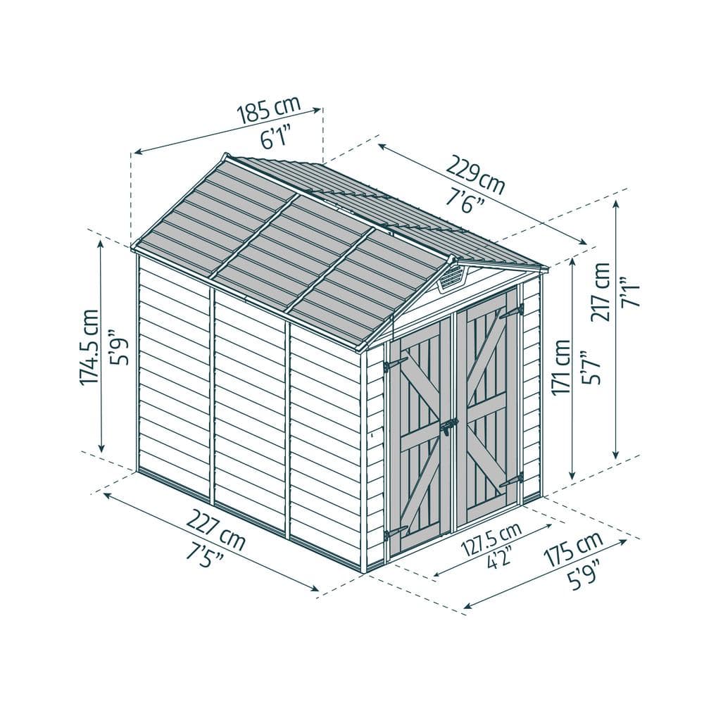 Gray 6' x 8' Polycarbonate and Aluminum Storage Shed