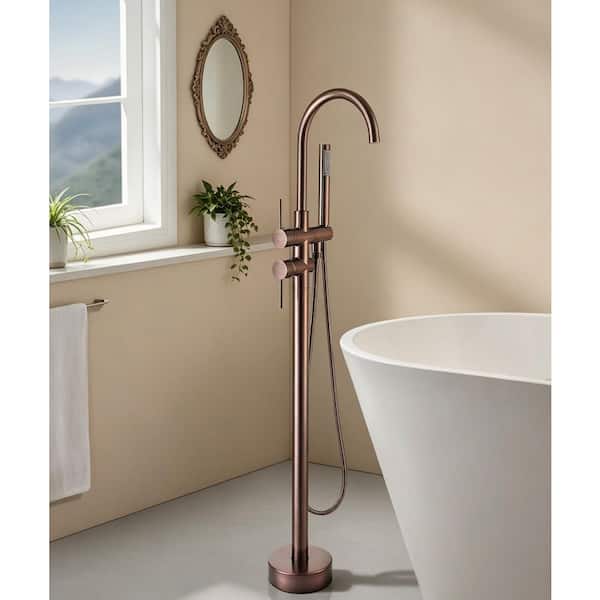 2-Handle Freestanding Tub Faucet Excellent Bathtub Faucet with Hand Shower in Oil Brubbed Bronze