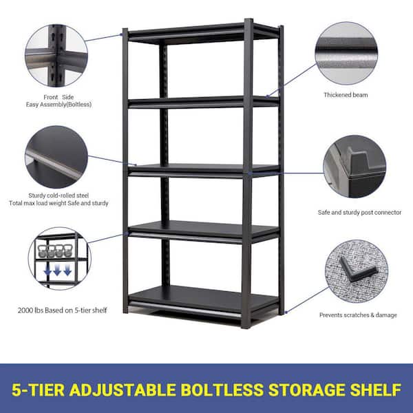 KING'S RACK Storage Bin Rack System Steel Heavy Duty 4-Tier Utility  Shelving Unit (33-in W x 15-in D x 36-in H), Gray in the Freestanding  Shelving Units department at