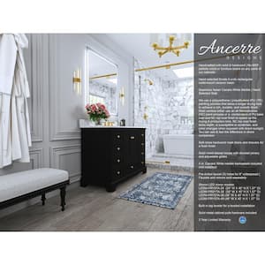 Audrey 48 in. W x 22 in. D Bath Vanity in Black Onyx with Marble Vanity Top in White with White Basin and Gold Hardware