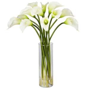 20 in. H Cream Mini Calla Lily Silk Flower Artificial Arrangement