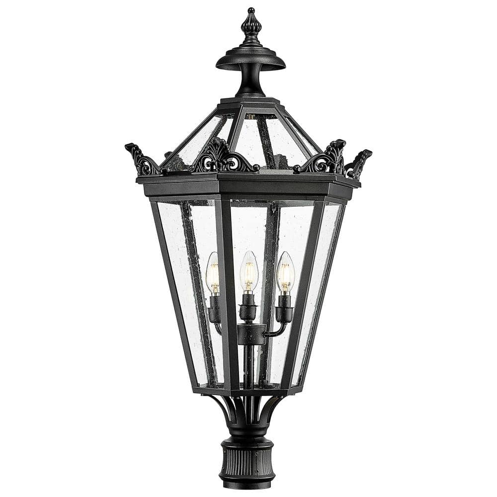 33 in. 3-Light Black Aluminum Exterior Waterproof Lamp Hardwired Rust Resistant Pier Mount Light with No Bulbs Included price history on PriceWatchPro