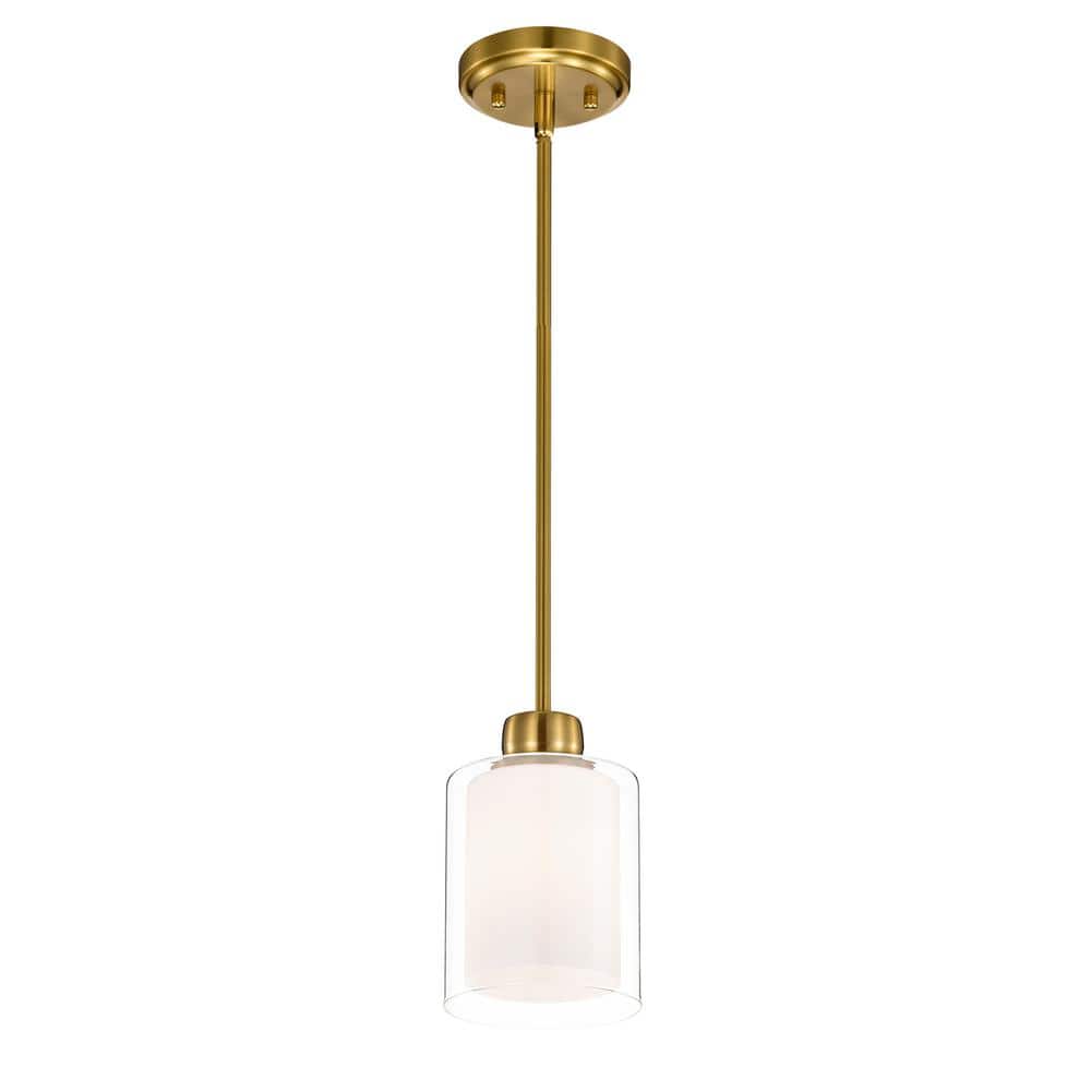 Daley 1-Light Gold Dual Shaded Mini Pendant Light with Clear Glass and White Glass Shades, 5.5 in. price history on PriceWatchPro