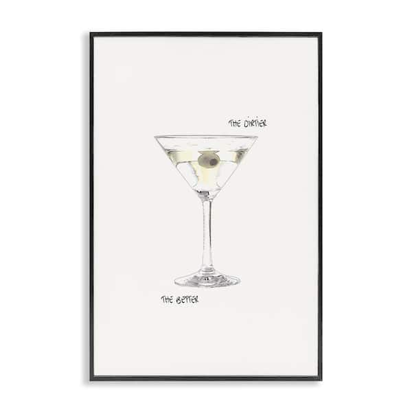 Stupell Industries Dirtier The Better Martini by Graffi*tee Studios Black Framed Food Giclee Art Print 30 in. x 20 in.