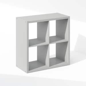 Cubic 30 in. Tall Light Grey Wood 4-Cube Bookcase
