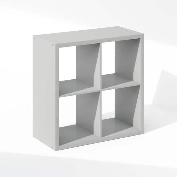 Furinno Cubic 30 in. Tall Light Grey Wood 4-Cube Bookcase