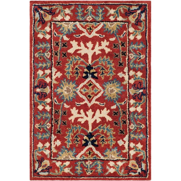 Antiquity 2 ft. x 4 ft. Red/Multi Traditional Medallion Area Rug