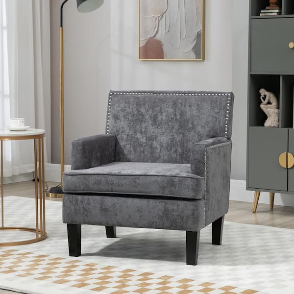 HOMCOM 30 in. W Square Arm Linen Square Sofa in. Dark Gray