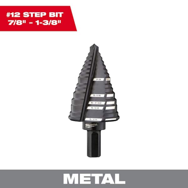 Milwaukee 7/8 in. - 1-3/8 in. #12 Black Oxide Step Drill Bit (5-Steps)
