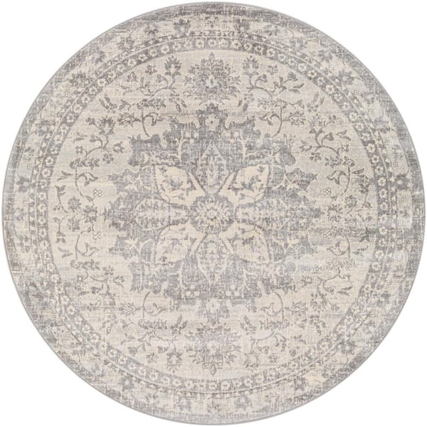 Zillah Gray 7 ft. Round Indoor Area Rug