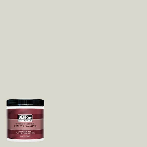 BEHR ULTRA 8 oz. #UL200-9 Silver Moon Matte Interior/Exterior Paint and Primer in One Sample