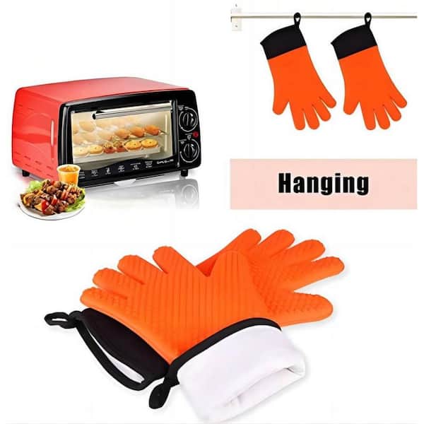 Heat Resistant Silicone Gloves Oven Mitts Potholders for Barbecue Cooking  Baking Waterproof Non-slip Pizza Oven Grill Accessorie - AliExpress
