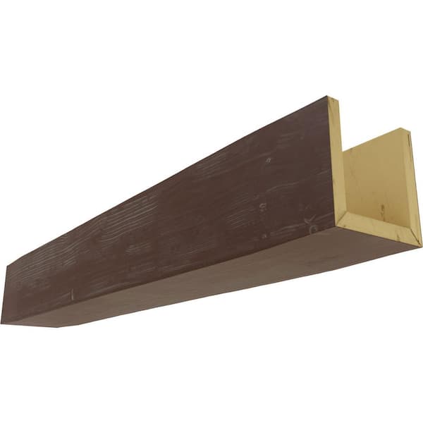 Ekena Millwork 8 in. x 6 in. x 8 ft. 3-Sided (U-Beam) Sandblasted Aged Pecan Faux Wood Ceiling Beam