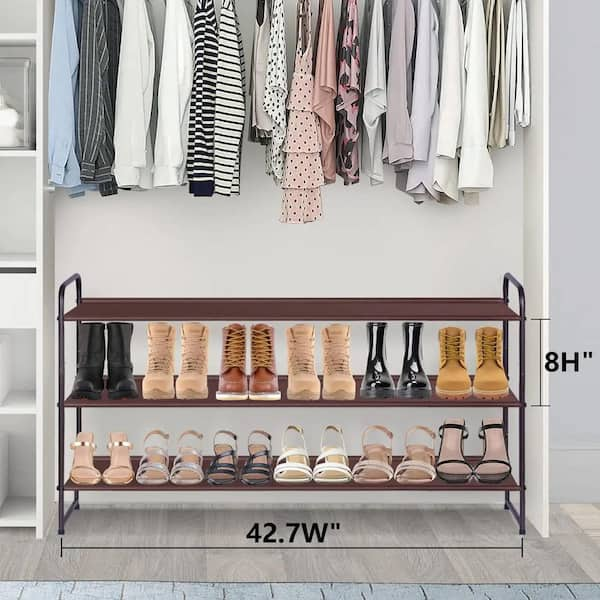 32.4 in. H 24-Pair Brown Metal Shoe Rack