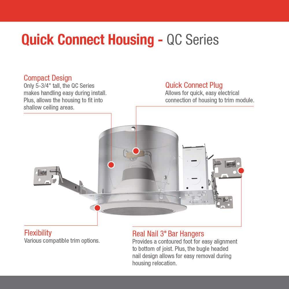 6-Inch Gray LED Quick Connect Ceiling Light Housing