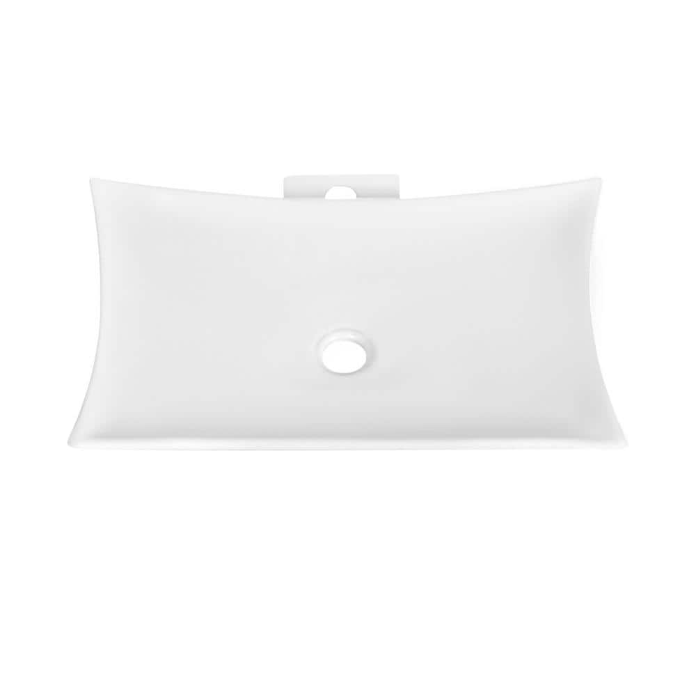 Prism White Ceramic Rectangular Above-Counter Vessel Sink