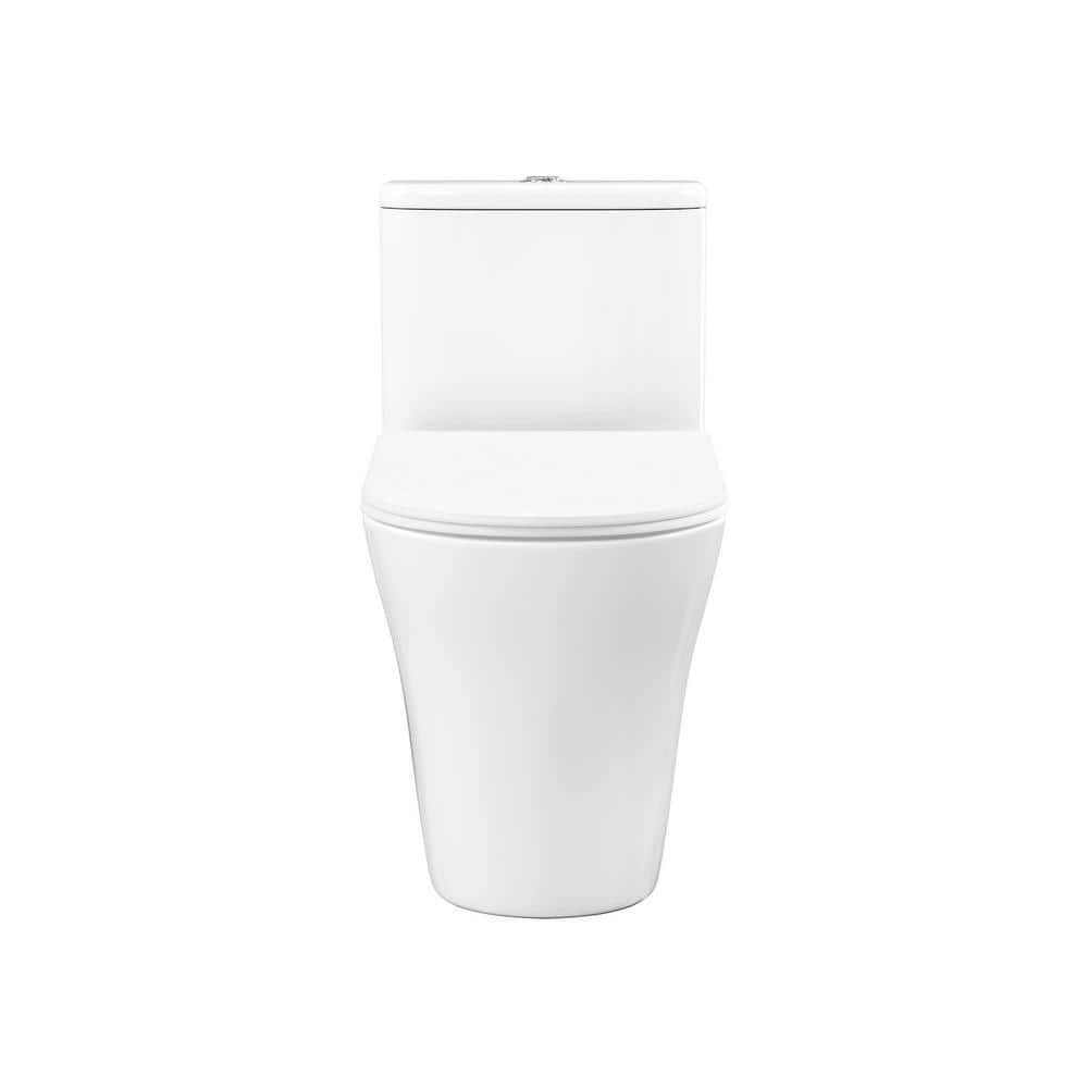 Glossy White Elongated Dual Flush One-Piece Toilet