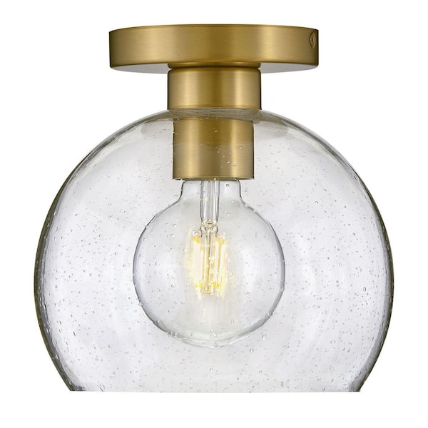 LARK Rumi 9.0 in. 1-Light Lacquered Brass Flush Mount