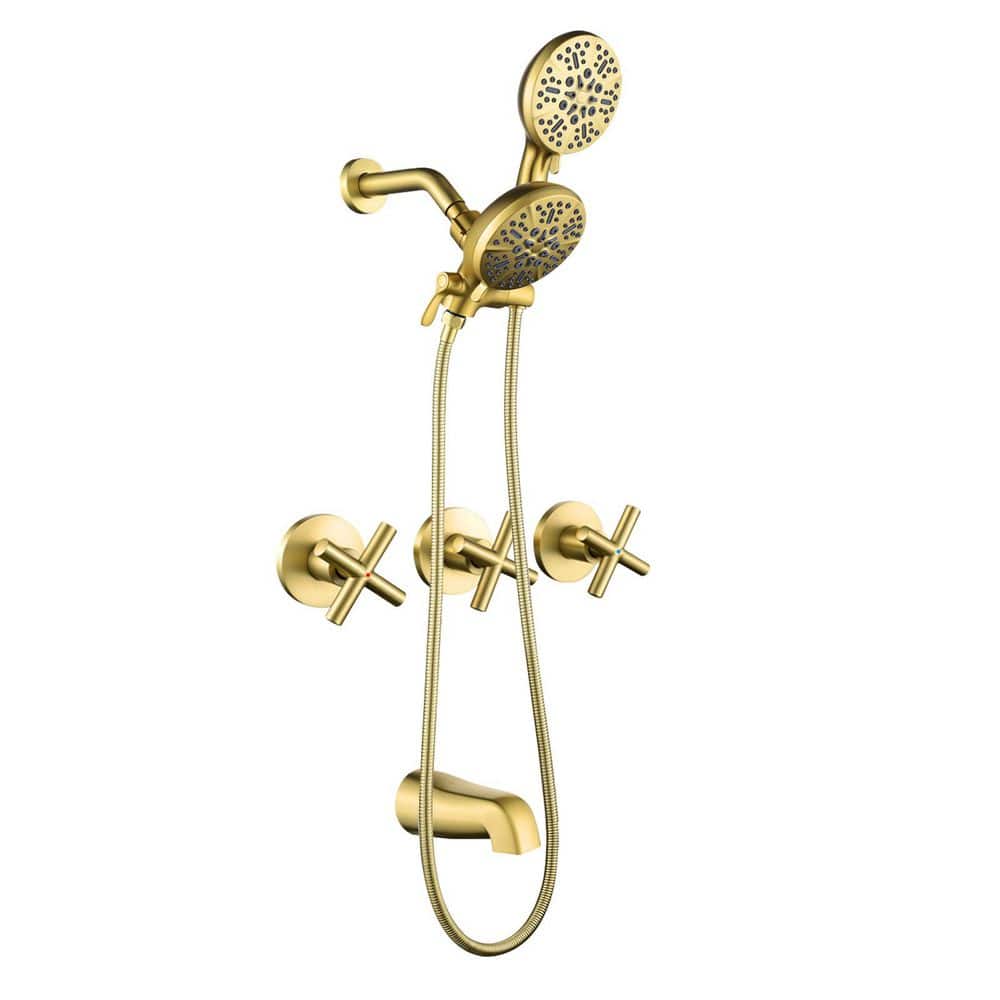 Rain 3-Handle 7-Spray Tub Shower Faucet 1.8 GPM with Pressure Balance in Gold (Valve Included) price history on PriceWatchPro
