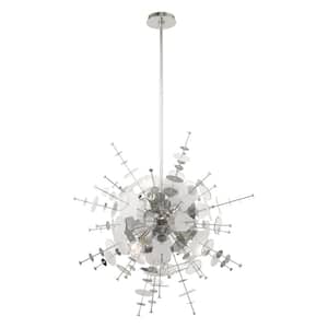 Cowcetta 6-Light Polished Chrome Starburst Chandelier with Chrome Discs and Glass Discs