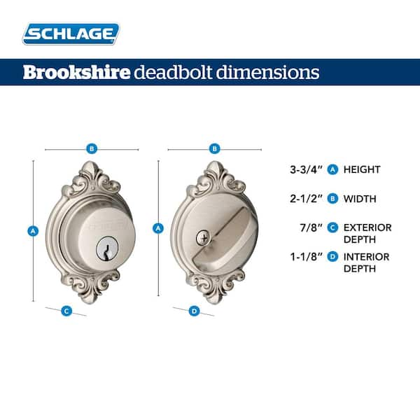 Schlage B60 Series Bright Chrome Single Cylinder Deadbolt Certified Highest  for Security and Durability B60N 625 - The Home Depot