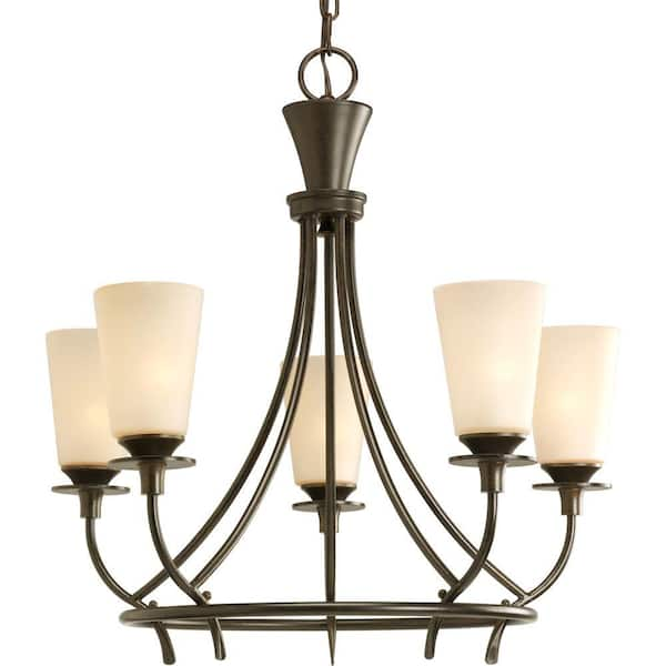 Progress Lighting Cantata Collection 5-Light Forged Bronze Chandelier with Seeded Topaz Glass Shade