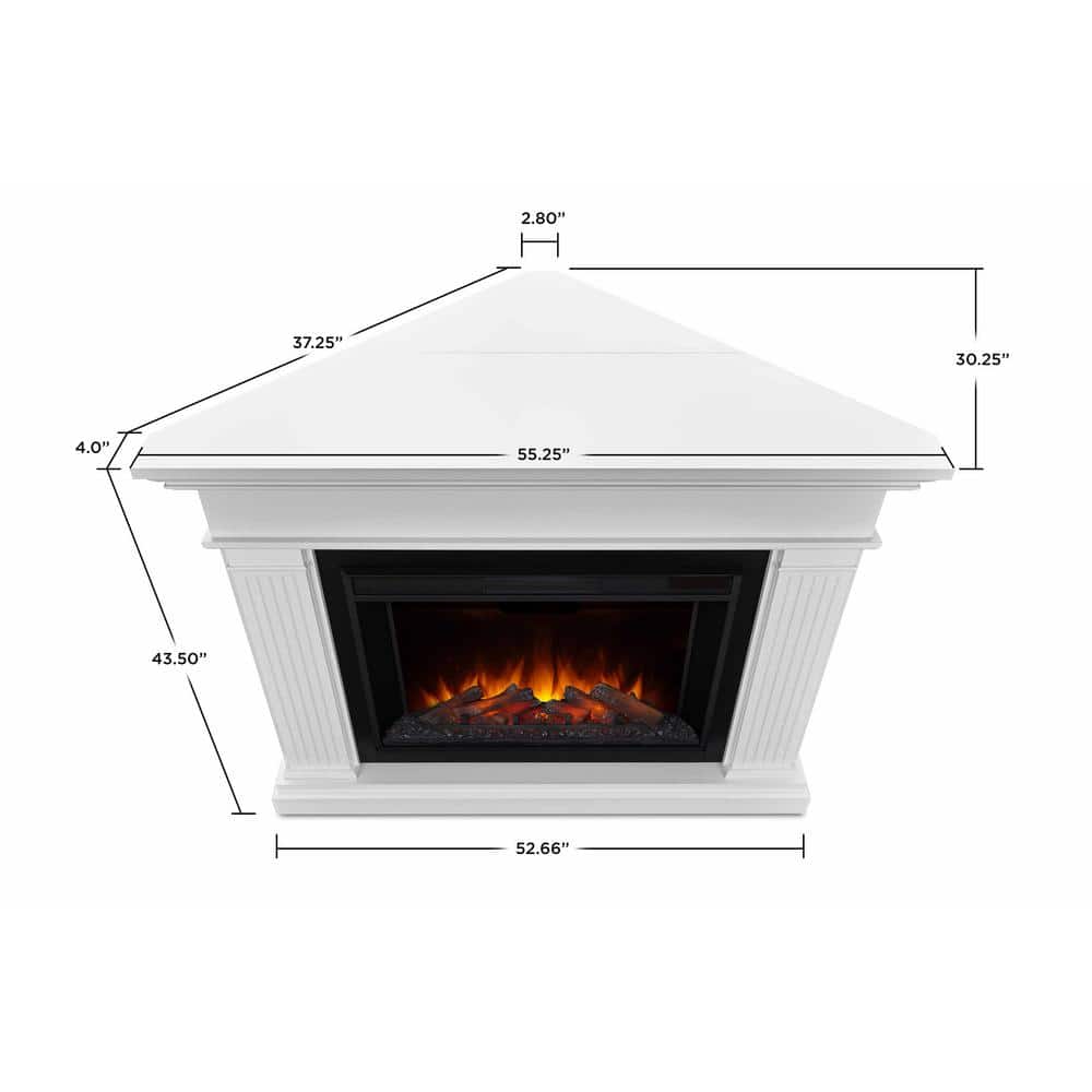 Kennedy 56" White Electric Corner Fireplace with Mantel