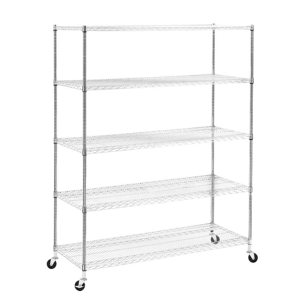 cadeninc 5-Tiers Silver Steel Heavy Duty Adjustable Wire Garage Storage ...