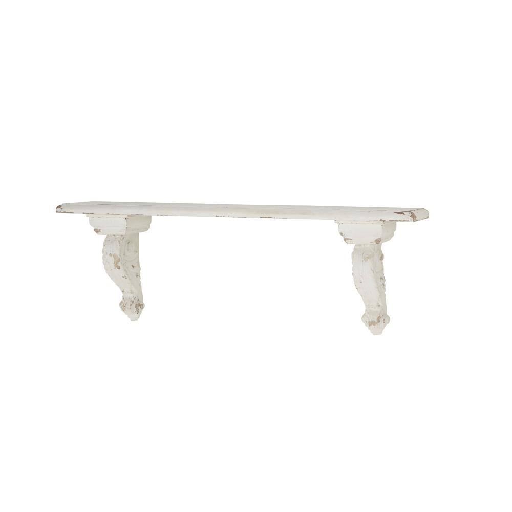 Modern White and Medium Wood 3-Tier Floating Wall Shelf
