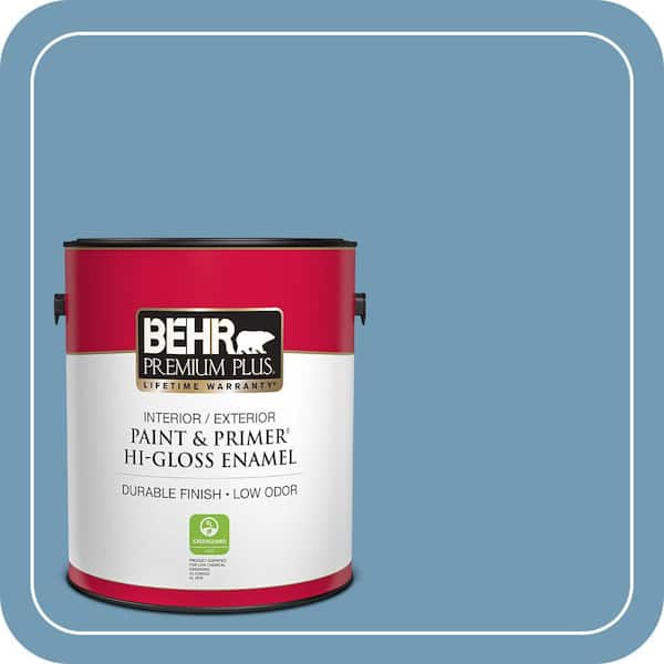BEHR PREMIUM PLUS 1 gal. #560D-5 Ocean View Hi-Gloss Enamel Interior/Exterior Paint & Primer