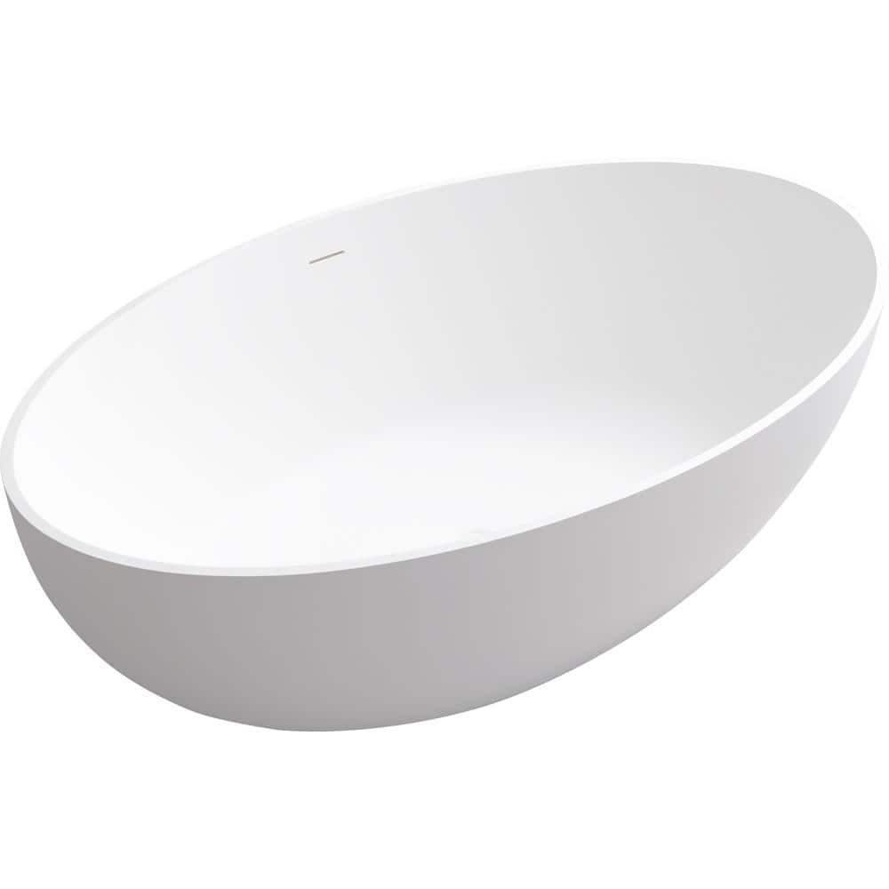 67 in. Stone Resin Solid Surface Flatbottom Non-Whirlpool Freestanding Bath