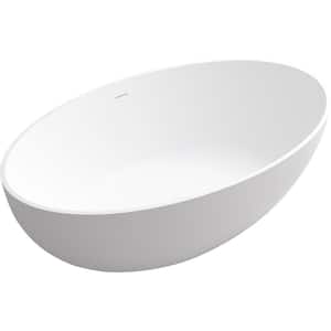 67 in. Stone Resin Solid Surface Flatbottom Non-Whirlpool Freestanding Bathtub in White
