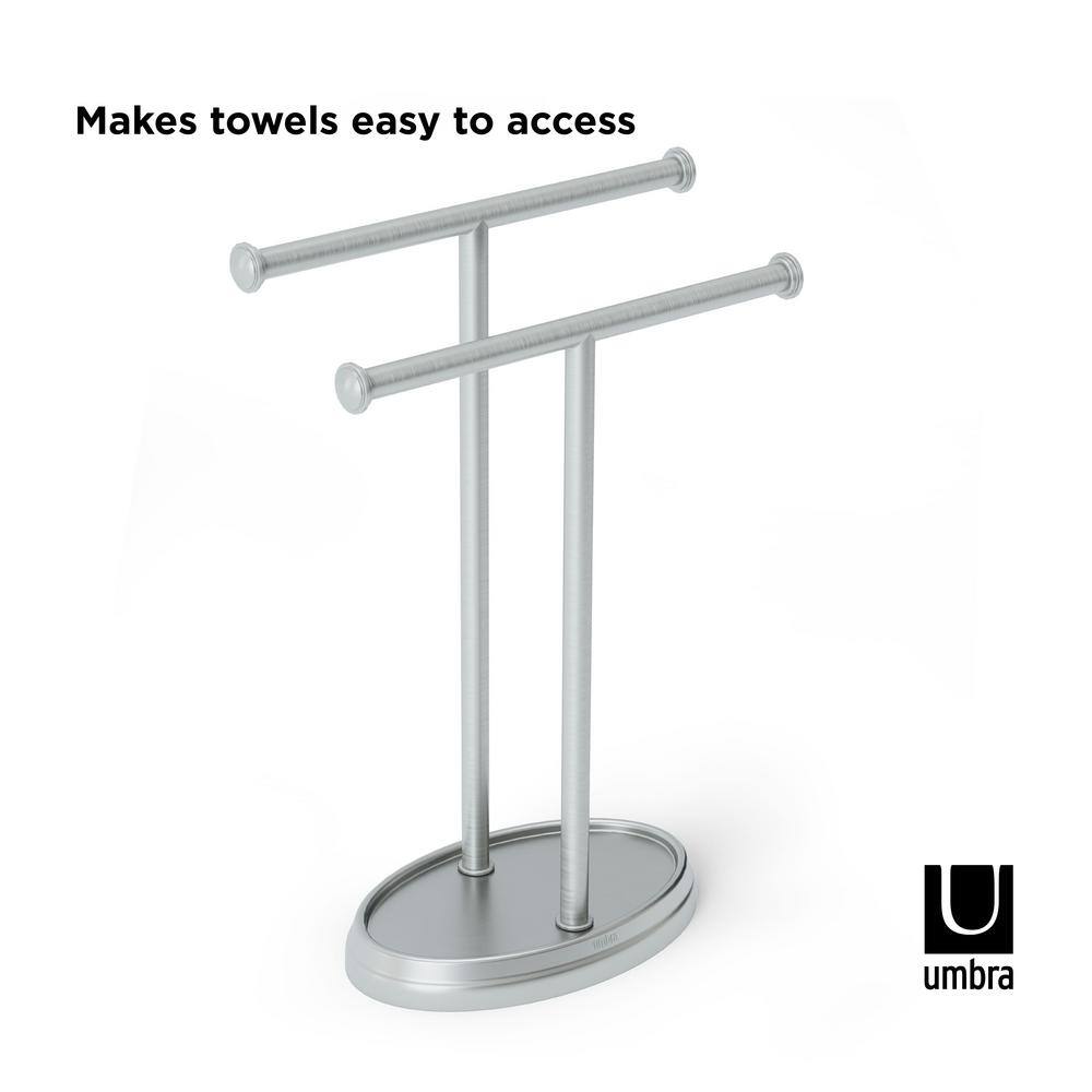 Nickel Freestanding Double Towel Stand with Tray