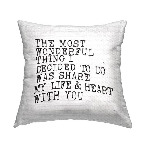 Stupell Industries Most Wonderful Thing to Share Romantic Inspirational Quote Off-White Square Outdoor Throw Pillow