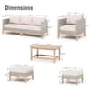 PHI VILLA 5-Piece Rattan Wood Outdoor Patio Conversation Set with Beige Cushions, 2 Ottomans and Acacia Wooden Table DC5PV-109ABCD